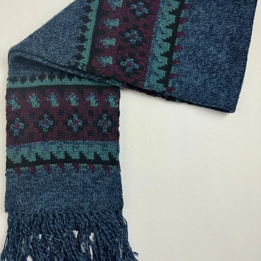 Vintage Winter Worm Double Knitted Scarf Pure Wool Made in USA UNISEX